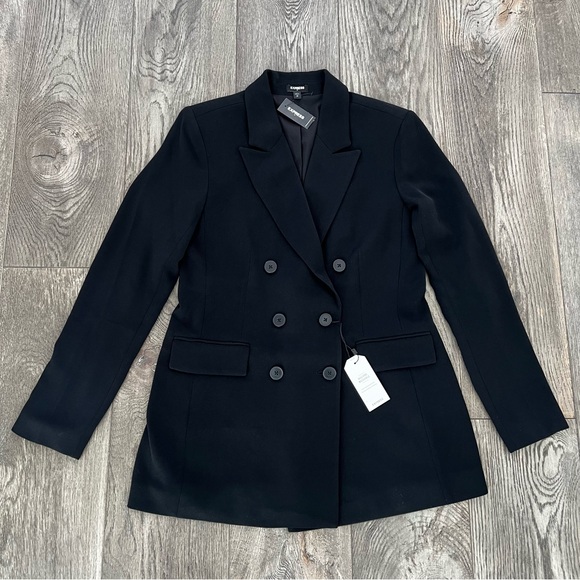 EXPRESS NWT Black Double Breasted Long Sleeve Blazer Jacket Size S - Picture 1 of 9